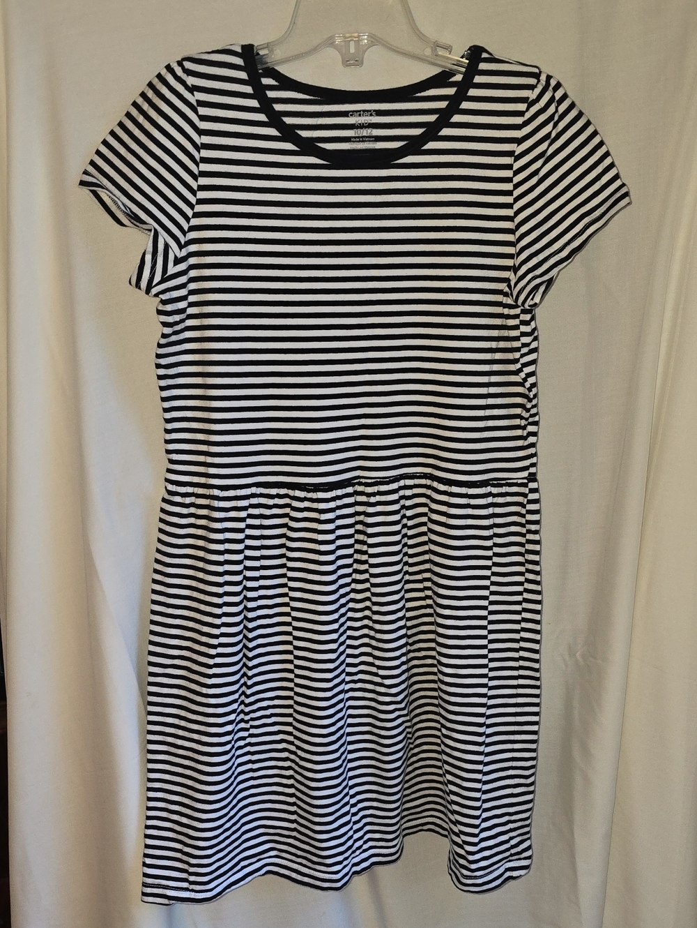 Carter's Black and White Striped Short Sleeve Knit Dress
